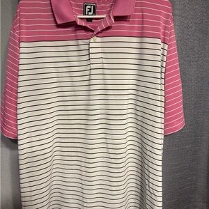 FootJoy Men's Pink Striped Polo Shirt